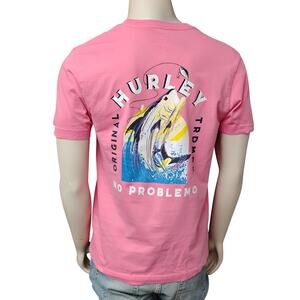 Hurley Short Sleeve Graphic T-shirt Size Medium Pink 100% Cotton